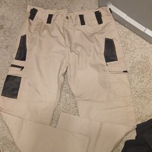 Men's Tan Cargo Pants with Black Accents